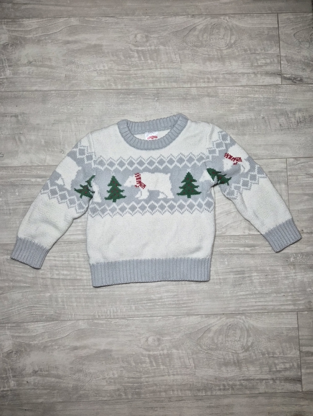 Holiday Time Gray & Cream Knit Baby Sweater